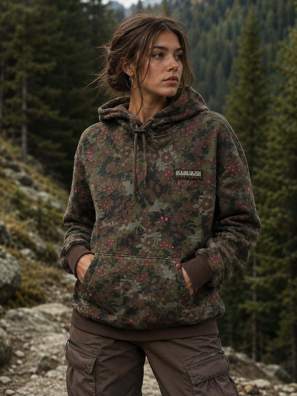 Napapijri Geographic Floral Camo Hoodie – Women’s Medium – Made in Turkey